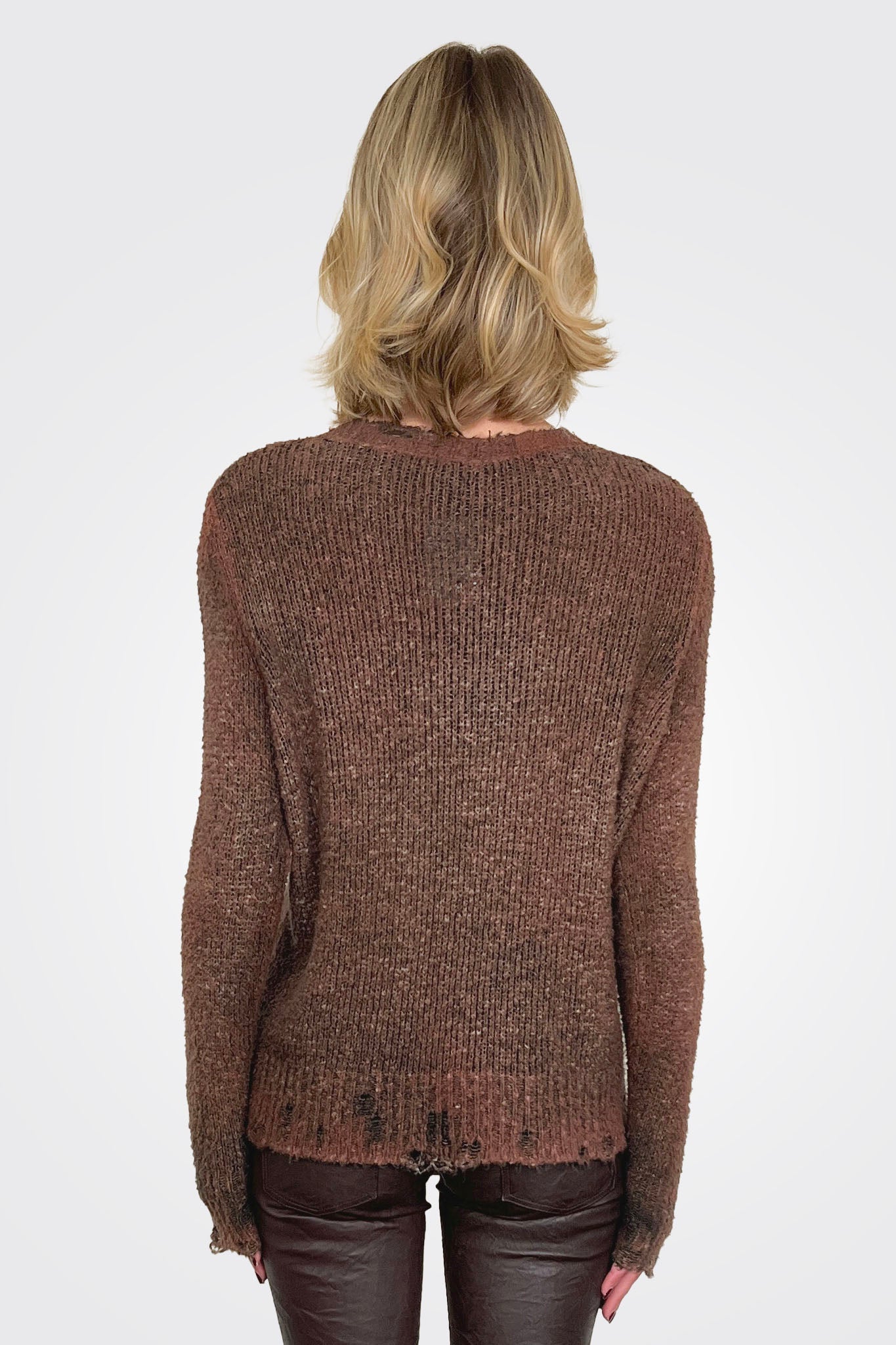 Reversible Knit Pullover - Brown Black by Avant Toi — view 3