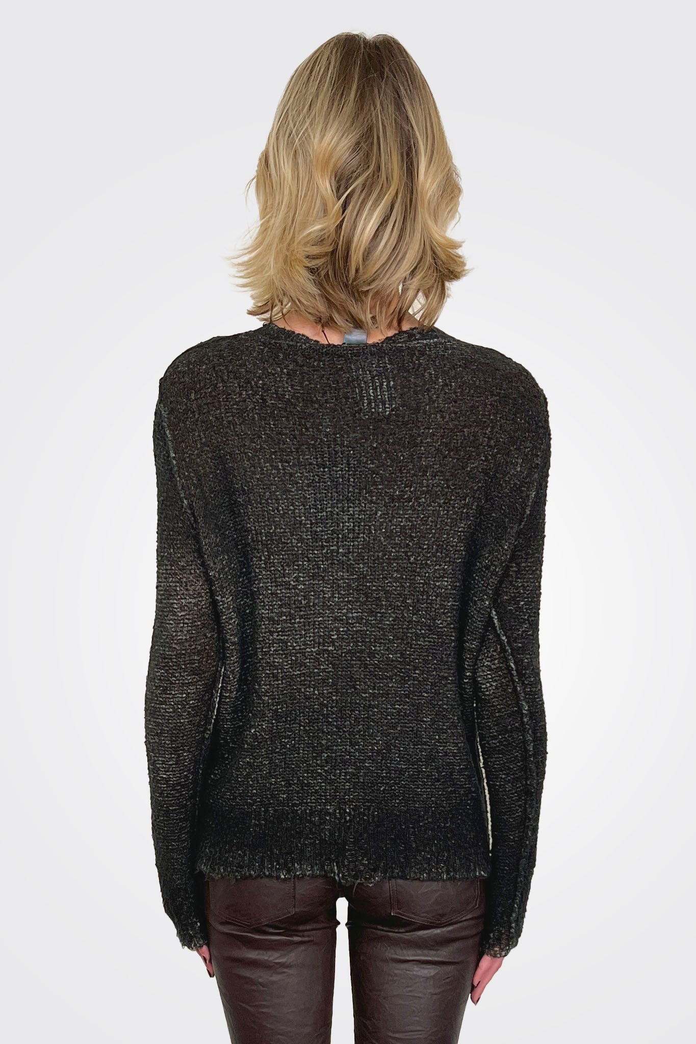 Reversible Knit Pullover - Brown Black by Avant Toi — view 4