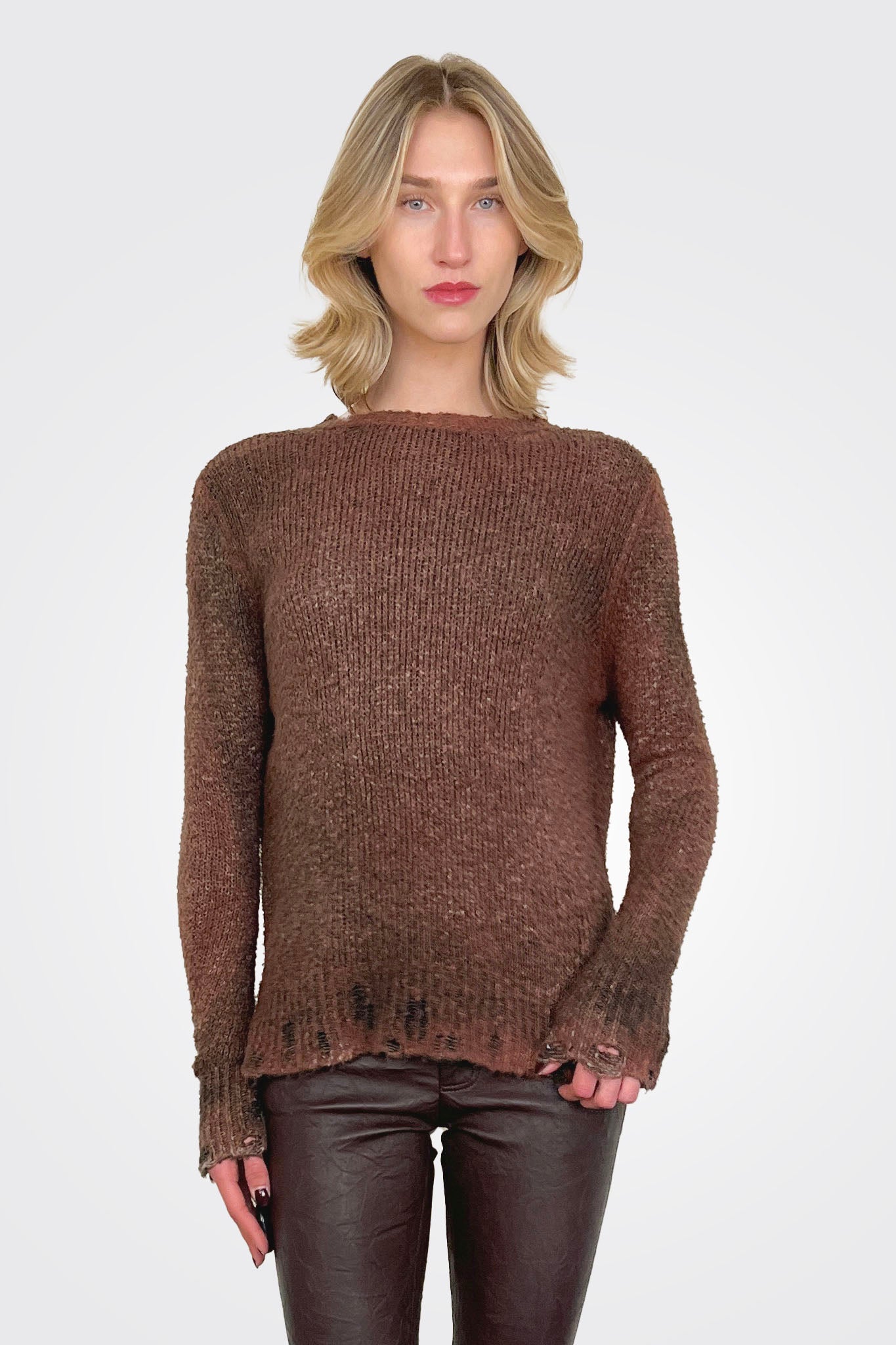 Reversible Knit Pullover - Brown Black by Avant Toi | 25 South Boutiques