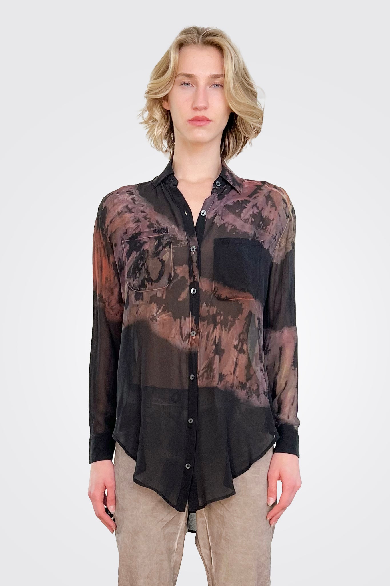 Boyfriend Button Down Shirt - Autumn Feathers by Michelle Jonas — alternate view