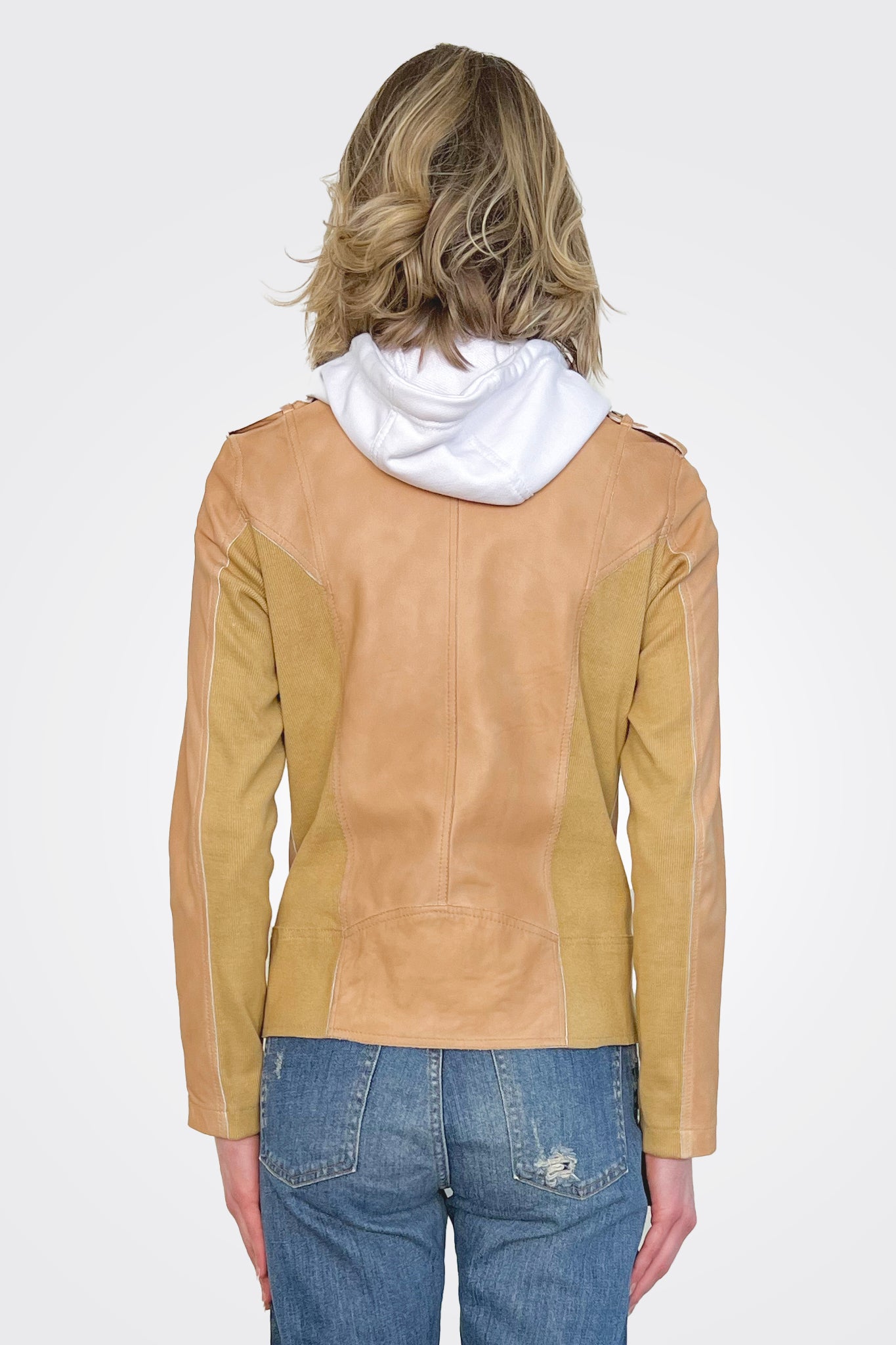 Hannah Leather Dickey Jacket - Autumn White by Jakett — view 4