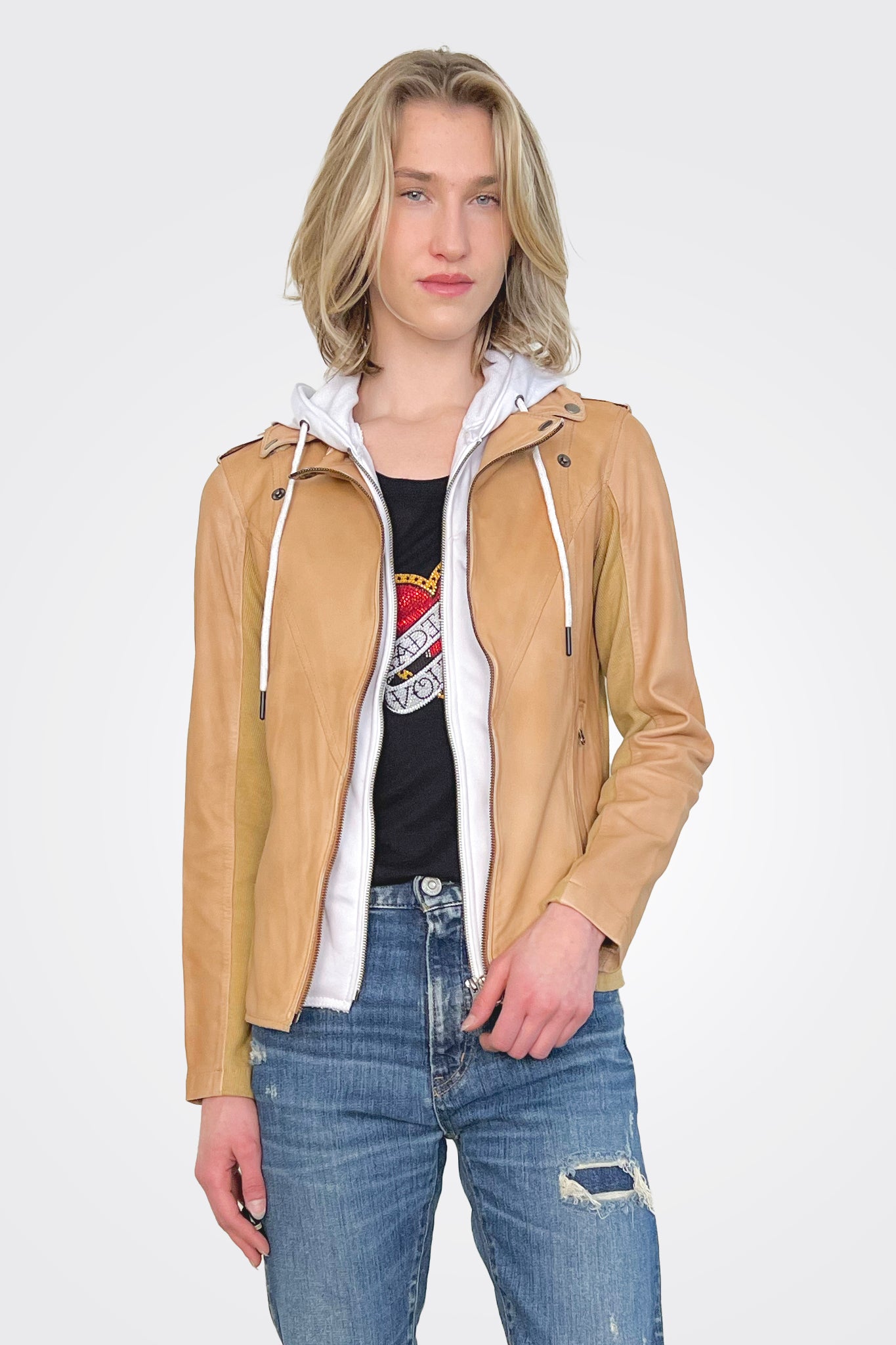 Hannah Leather Dickey Jacket - Autumn White by Jakett | 25 South Boutiques