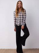 Frayed Hem Button Down - Black & White Check by Bella Dahl — view 4