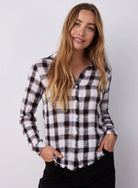 Frayed Hem Button Down - Black & White Check by Bella Dahl | 25 South Boutiques