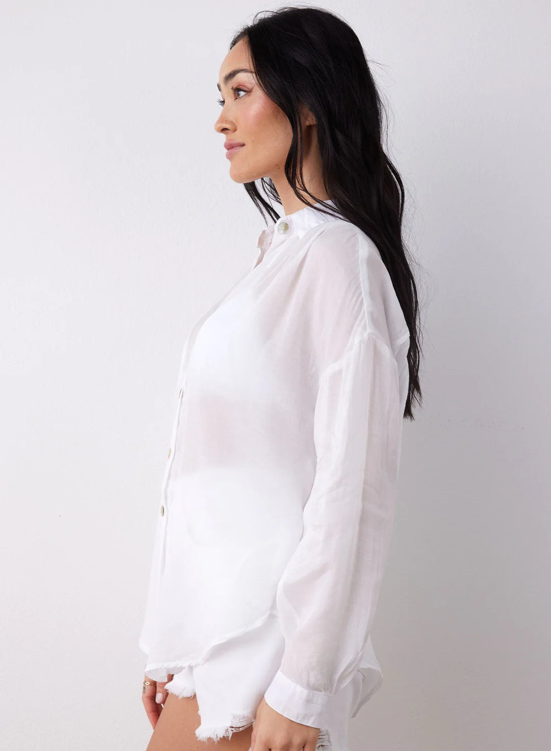 Flowy Beach Shirt - White by Bella Dahl — view 4