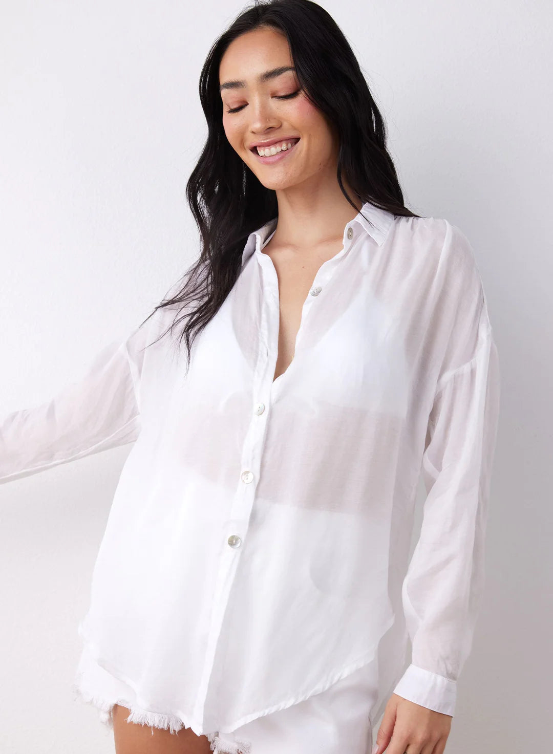 Flowy Beach Shirt - White by Bella Dahl | 25 South Boutiques
