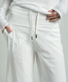 Linen Flared Trousers - Chalk by Masnada — view 4
