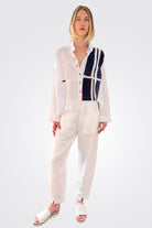 Comfort Fit Linen Trousers - White by Transit Par-Such | 25 South Boutiques