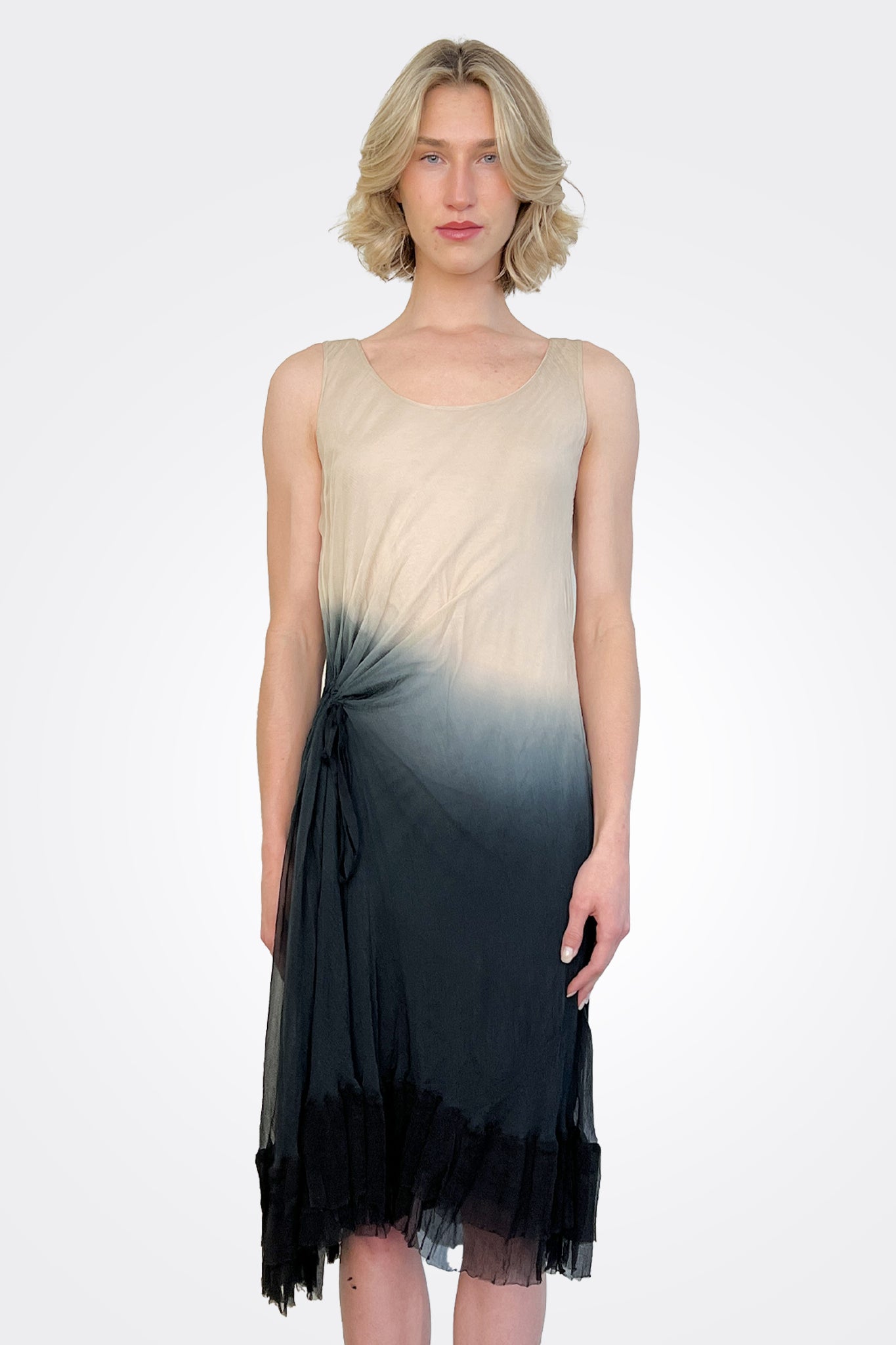 Synched Side Dress - Beige / Black by Viviana Uchitel — alternate view