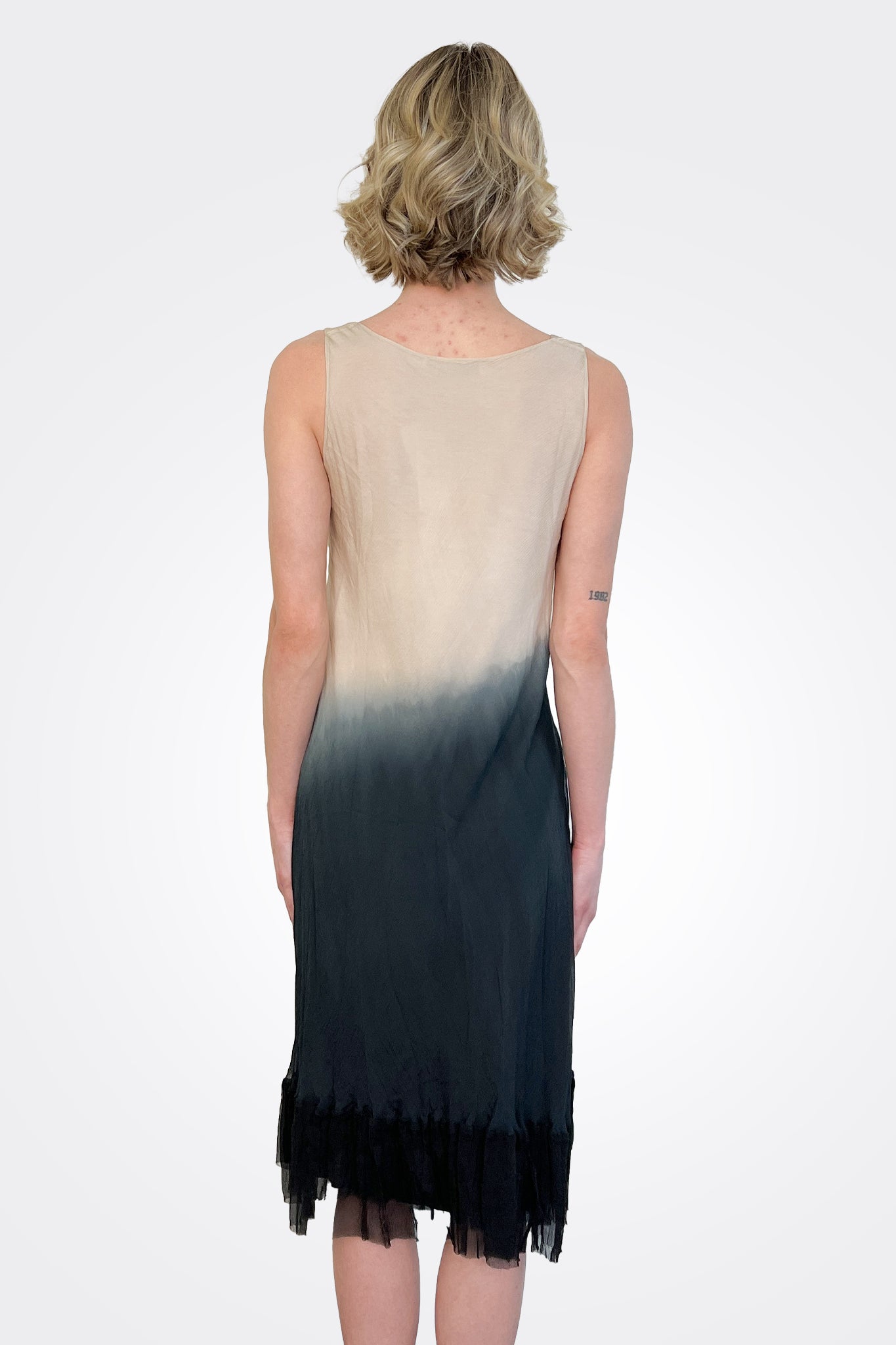 Synched Side Dress - Beige / Black by Viviana Uchitel — view 3