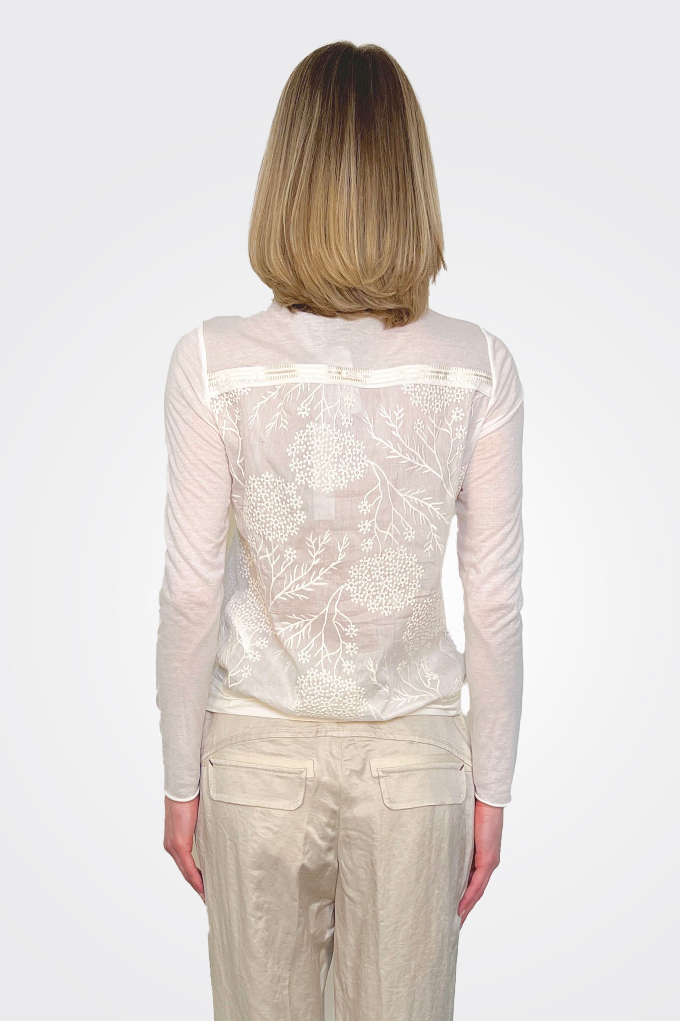 Semi Sheer Pattern Blouse - Light Cream by Beate Heymann — alternate view