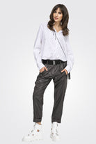 Roll Up Shiny Belt Trousers - Ebony by Beate Heymann — alternate view
