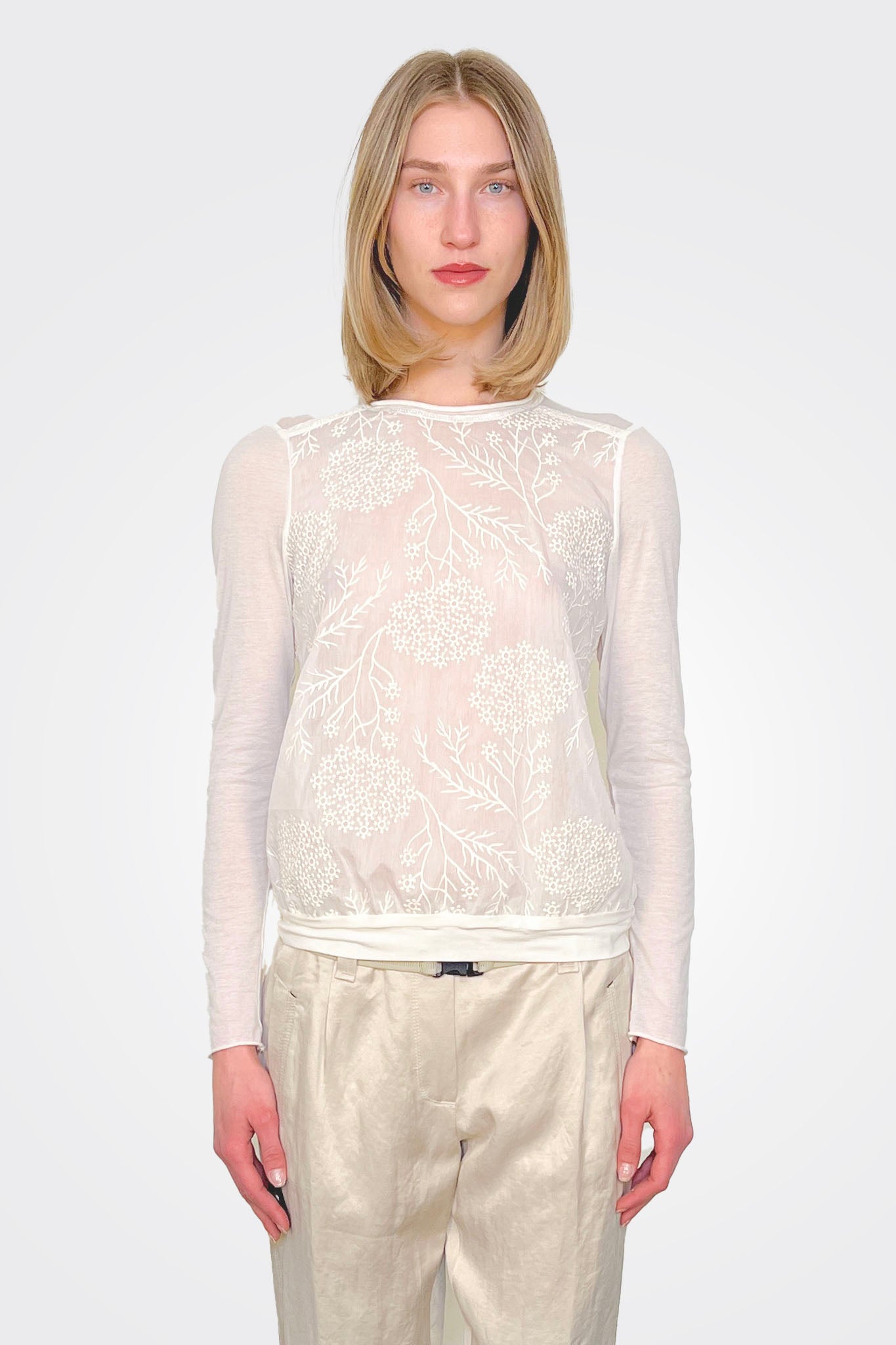 Semi Sheer Pattern Blouse - Light Cream by Beate Heymann | 25 South Boutiques