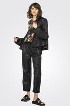 Glossy Linen Trousers - Coal by Beate Heymann — view 3