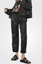 Glossy Linen Trousers - Coal by Beate Heymann — view 4