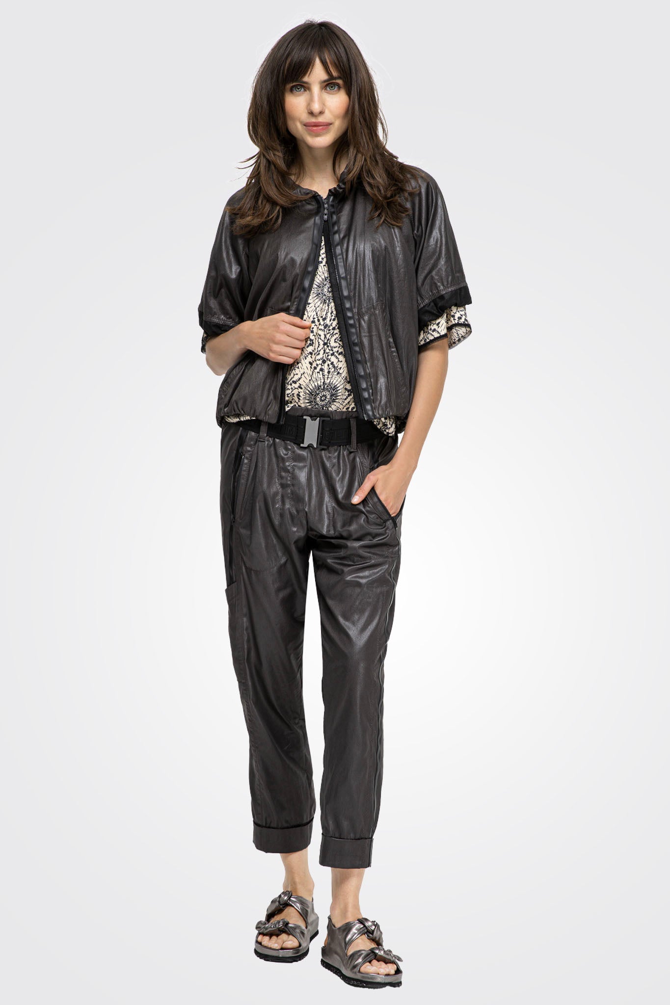 Roll Up Shiny Belt Trousers - Ebony by Beate Heymann | 25 South Boutiques