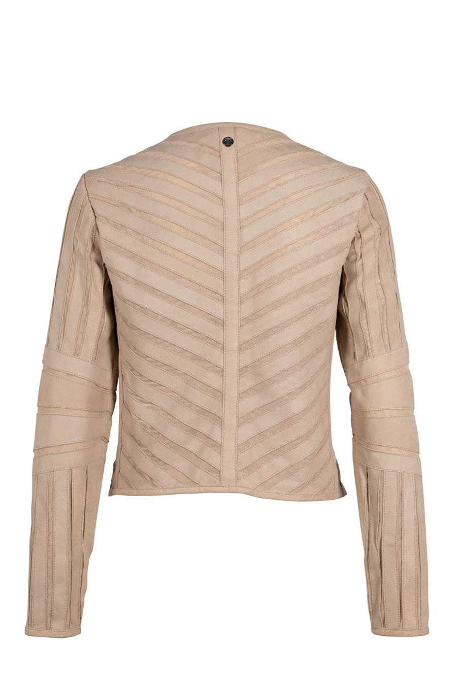 Tila Leather Jacket - Beige by Mauritius — alternate view