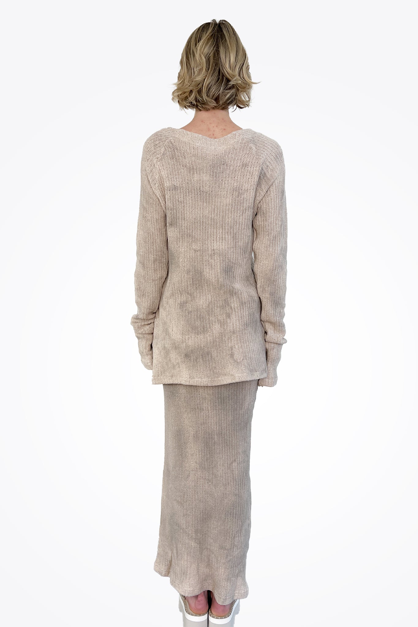 Knitted Crew Sweater - Beige Dirty by Nostra Santissima — view 3