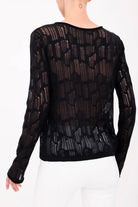 Beni Distressed Cotton Hemp Top - Black by Elaine Kim — alternate view