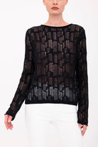 Beni Distressed Cotton Hemp Top - Black by Elaine Kim — view 3