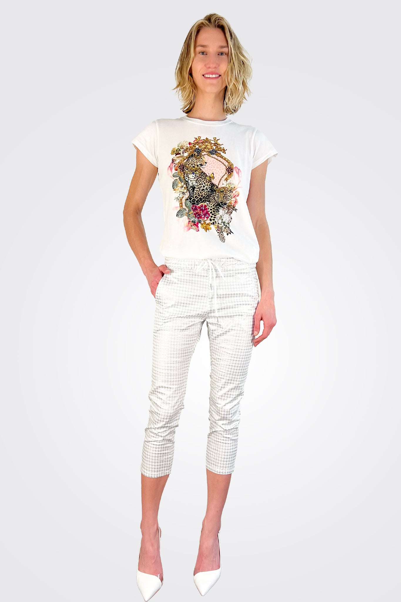 Shely Crop Pant - White Chevron by Bevy Flog | 25 South Boutiques