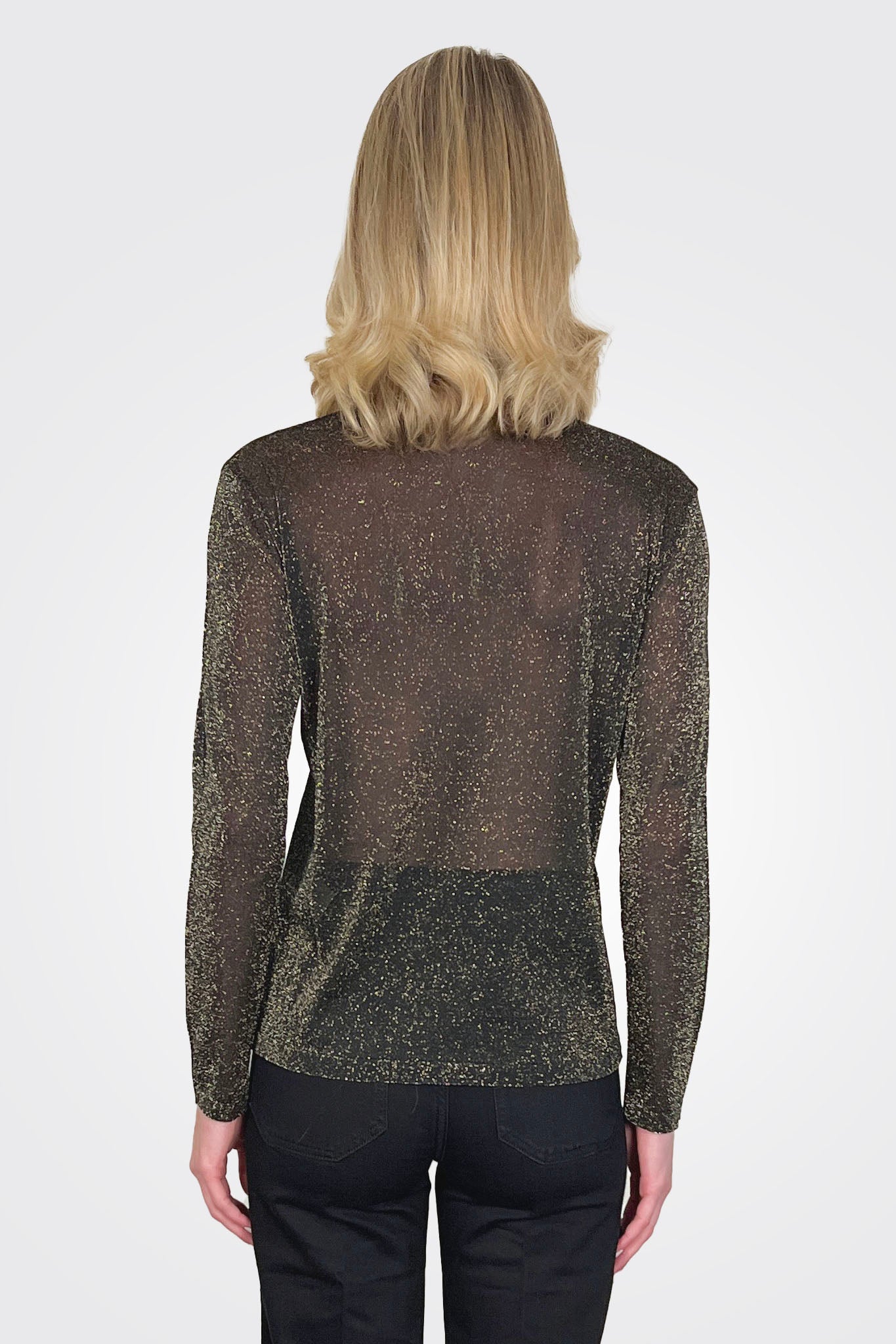 Sir Lurex Long Sleeve V Neck - Black Gold by Maison Lurex — alternate view