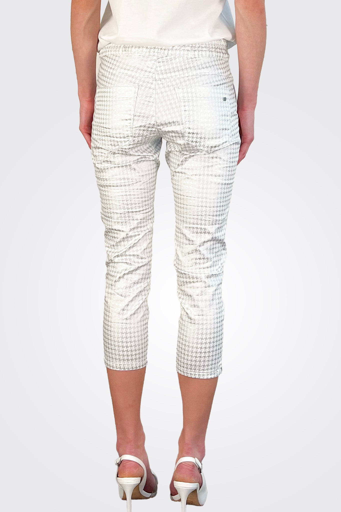 Shely Crop Pant - White Chevron by Bevy Flog — view 3