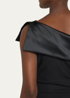 Koppany Ruched One-Shoulder Jersey Trumpet Gown - Black by Chiara Boni — view 3