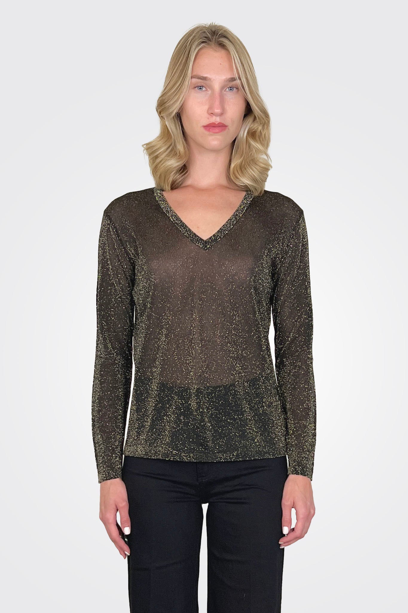 Sir Lurex Long Sleeve V Neck - Black Gold by Maison Lurex | 25 South Boutiques