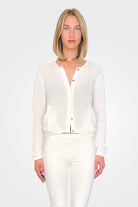 Button Cardigan - White by Elaine Kim | 25 South Boutiques