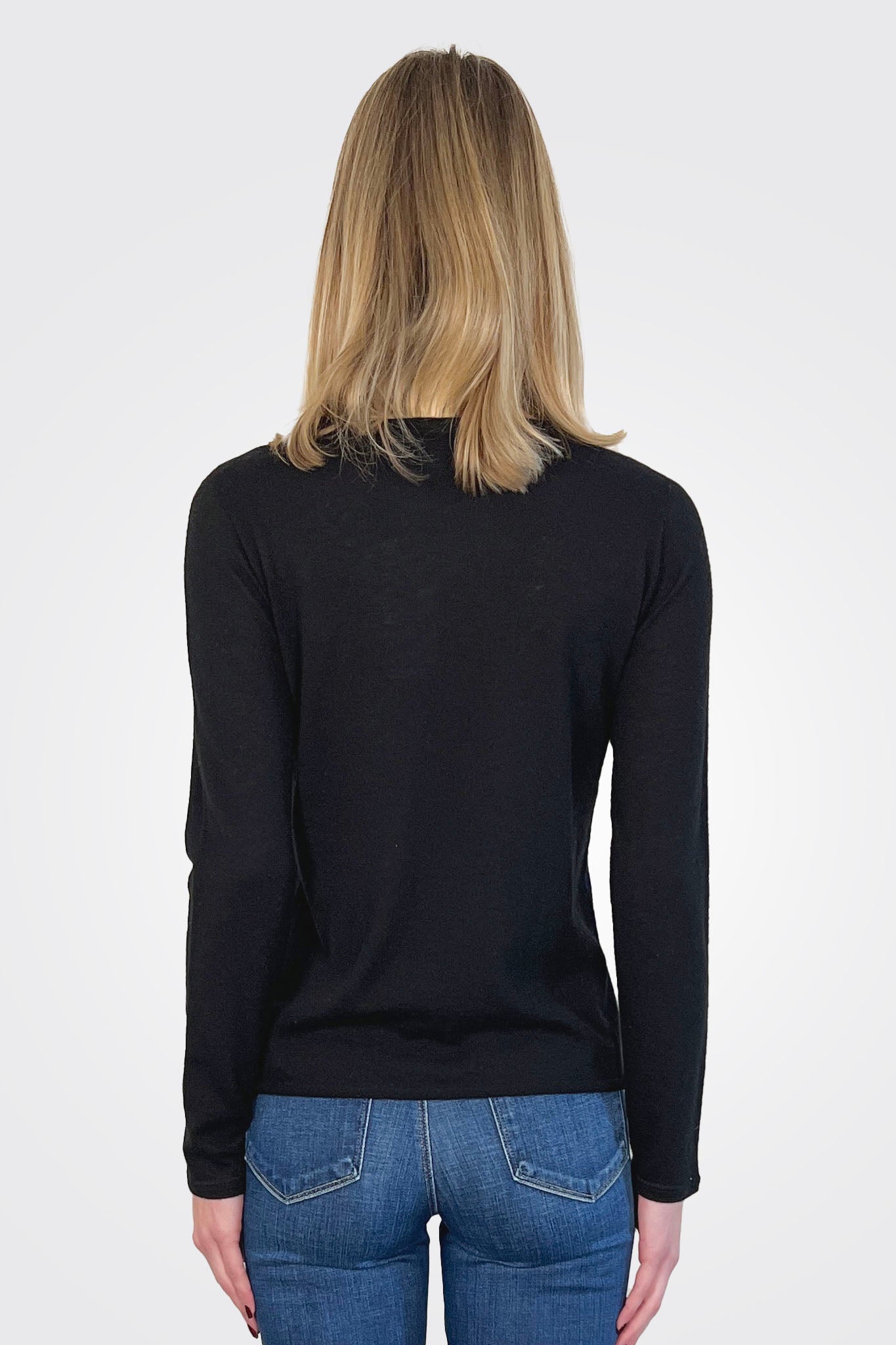 Cashmere Long Sleeve Crewneck - Noir by Majestic — alternate view