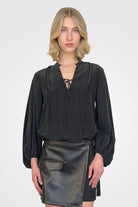 Tie Blouse - Black by SFIZIO — alternate view