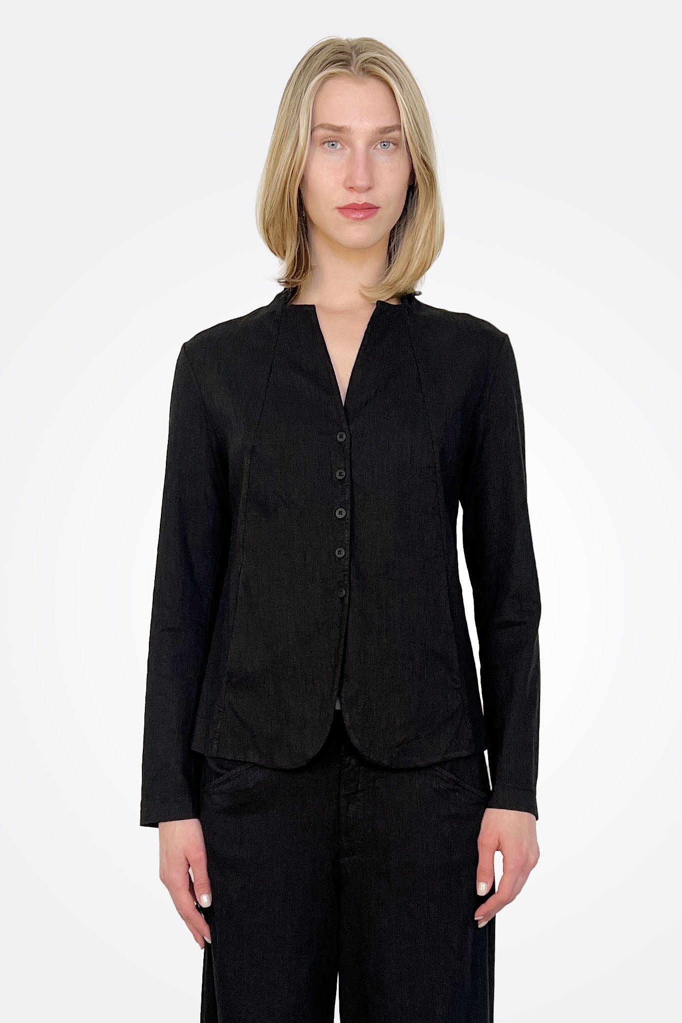 Slim Fit Mandarin Collar Jacket - Black by Transit Par-Such | 25 South Boutiques