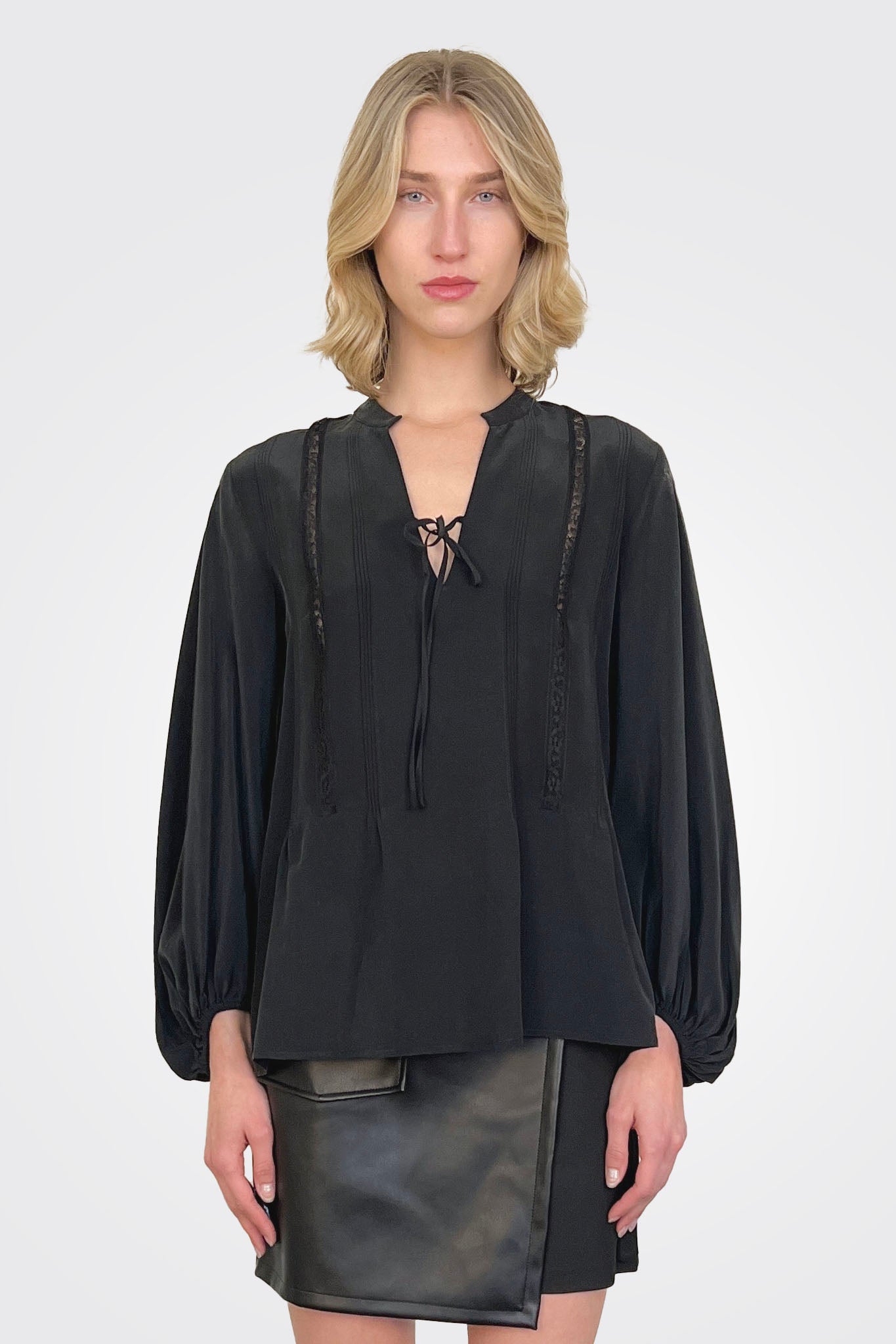 Tie Blouse - Black by SFIZIO | 25 South Boutiques