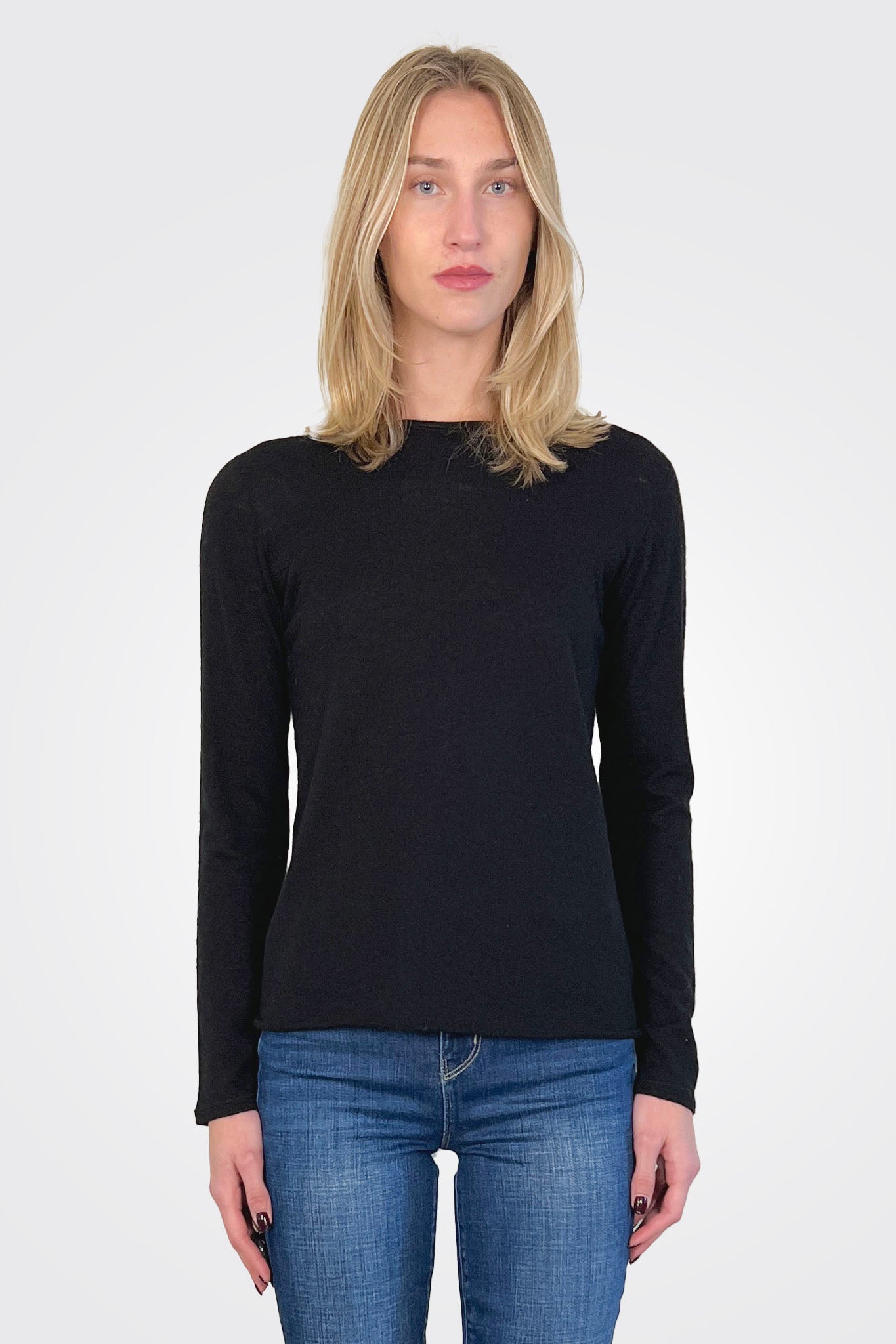Cashmere Long Sleeve Crewneck - Noir by Majestic | 25 South Boutiques