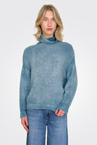 Reversible Knit Turtleneck - Blue Teal by Avant Toi — alternate view