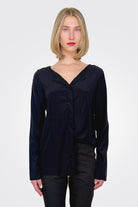 Mixed Media Blouse - Black by Kristensen | 25 South Boutiques
