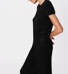 Slub Jersey with Foil Schoolboy Short Sleeve Crew Neck Tee - Black Black by ATM — alternate view