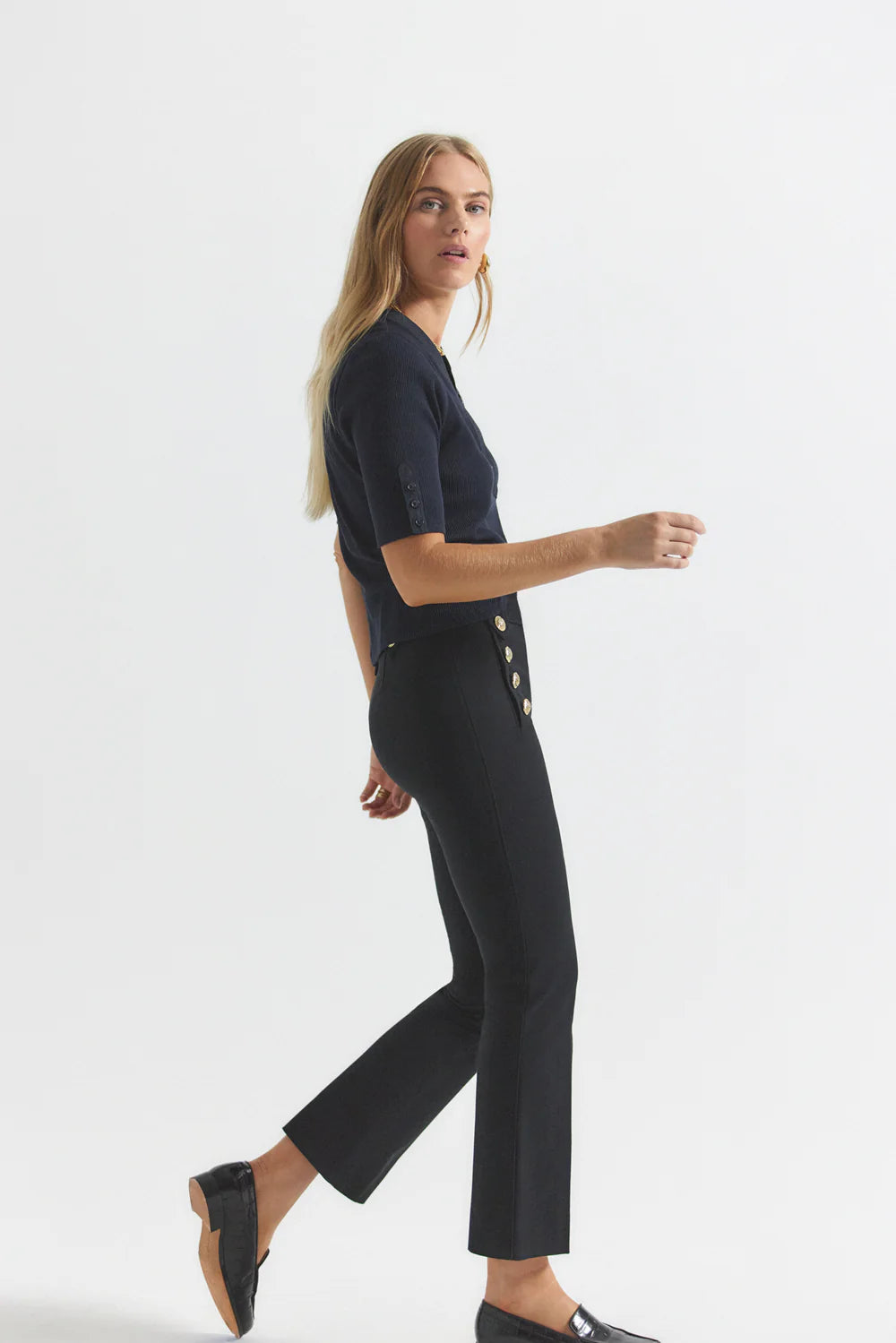 Robertson Crop Flare Trousers - Black by Derek Lam — view 3