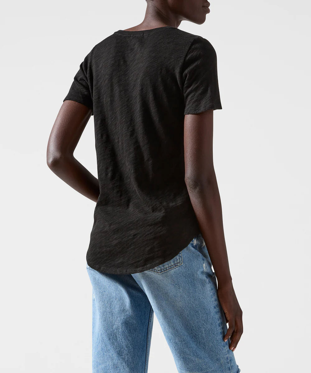Slub Jersey Classic V-Neck Tee - Black by ATM — alternate view