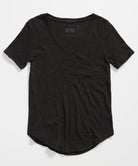 Slub Jersey Classic V-Neck Tee - Black by ATM — view 3