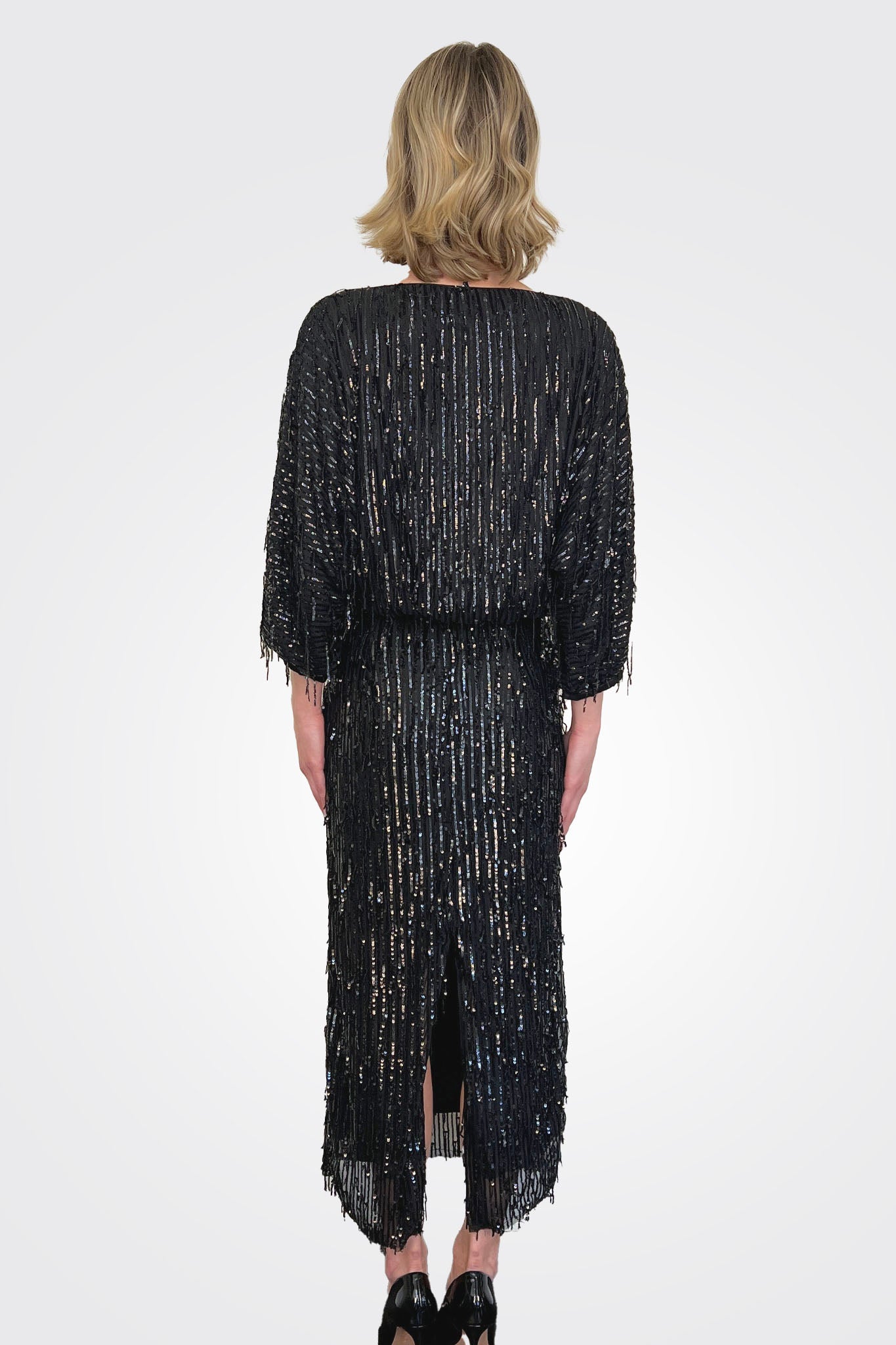 Long Sequin Dress - Black by MeiMeij — alternate view