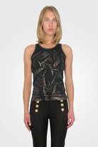 Laminated Jersey Tank - Black by Nude Italy — alternate view