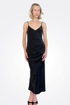 Yasmine Silk Bias Skirt with Drawstrings - Black by Elaine Kim | 25 South Boutiques