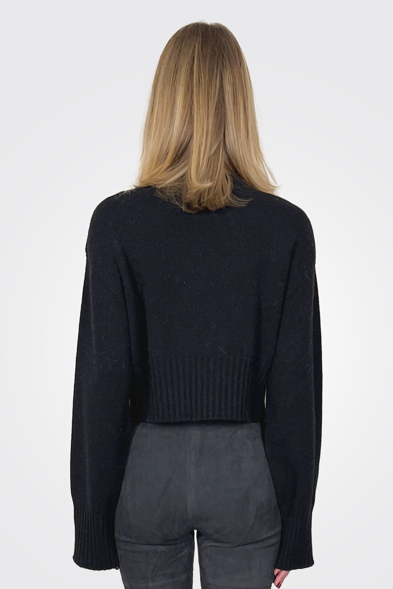 Crop Crew Sweater - Black by Liviana Conti — alternate view