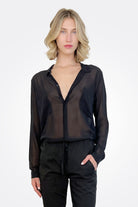 Pocket Silk Button Down - Black by Private 0204 — alternate view
