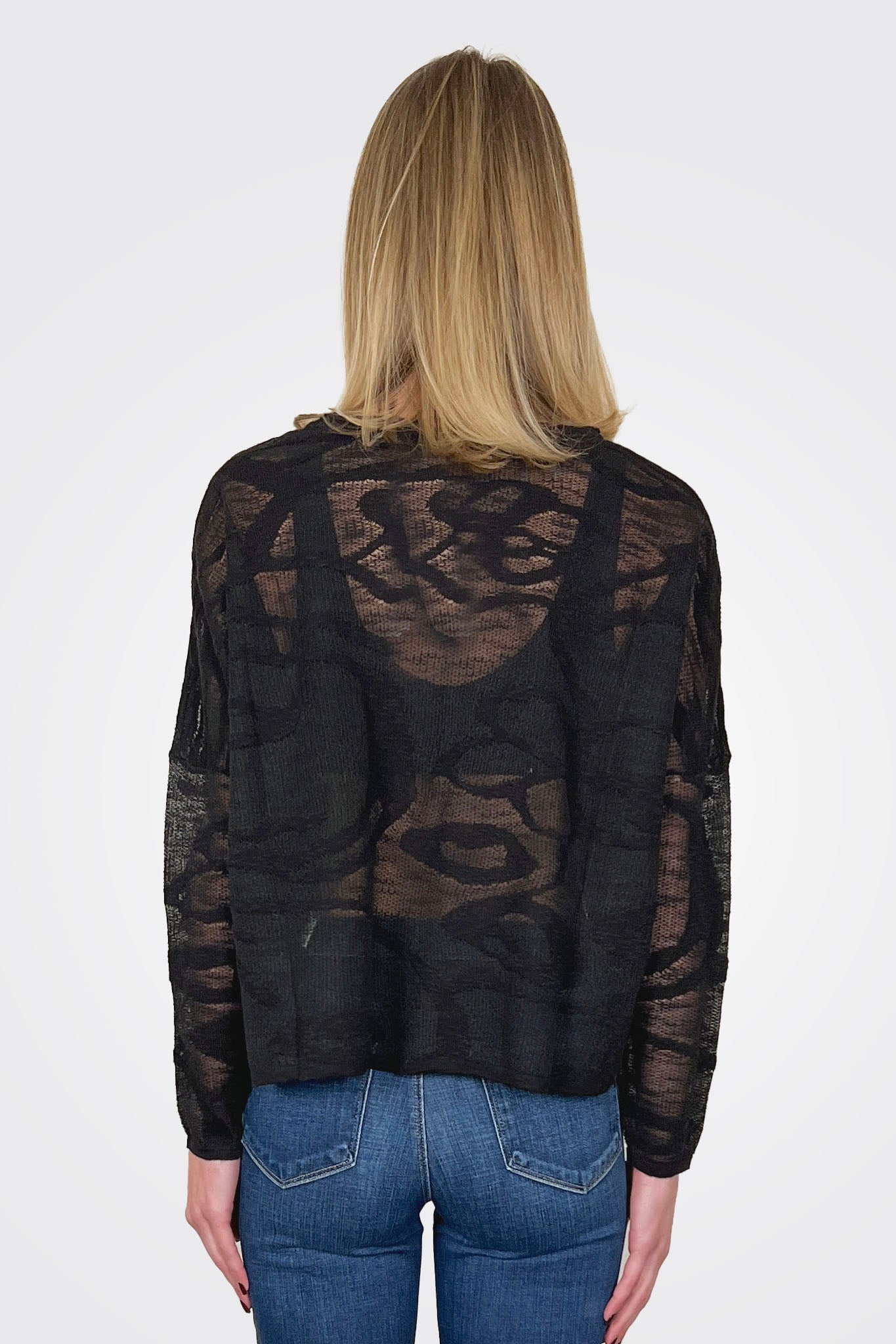 Lacey Sheer Pullover - Black by StitchDrop — alternate view