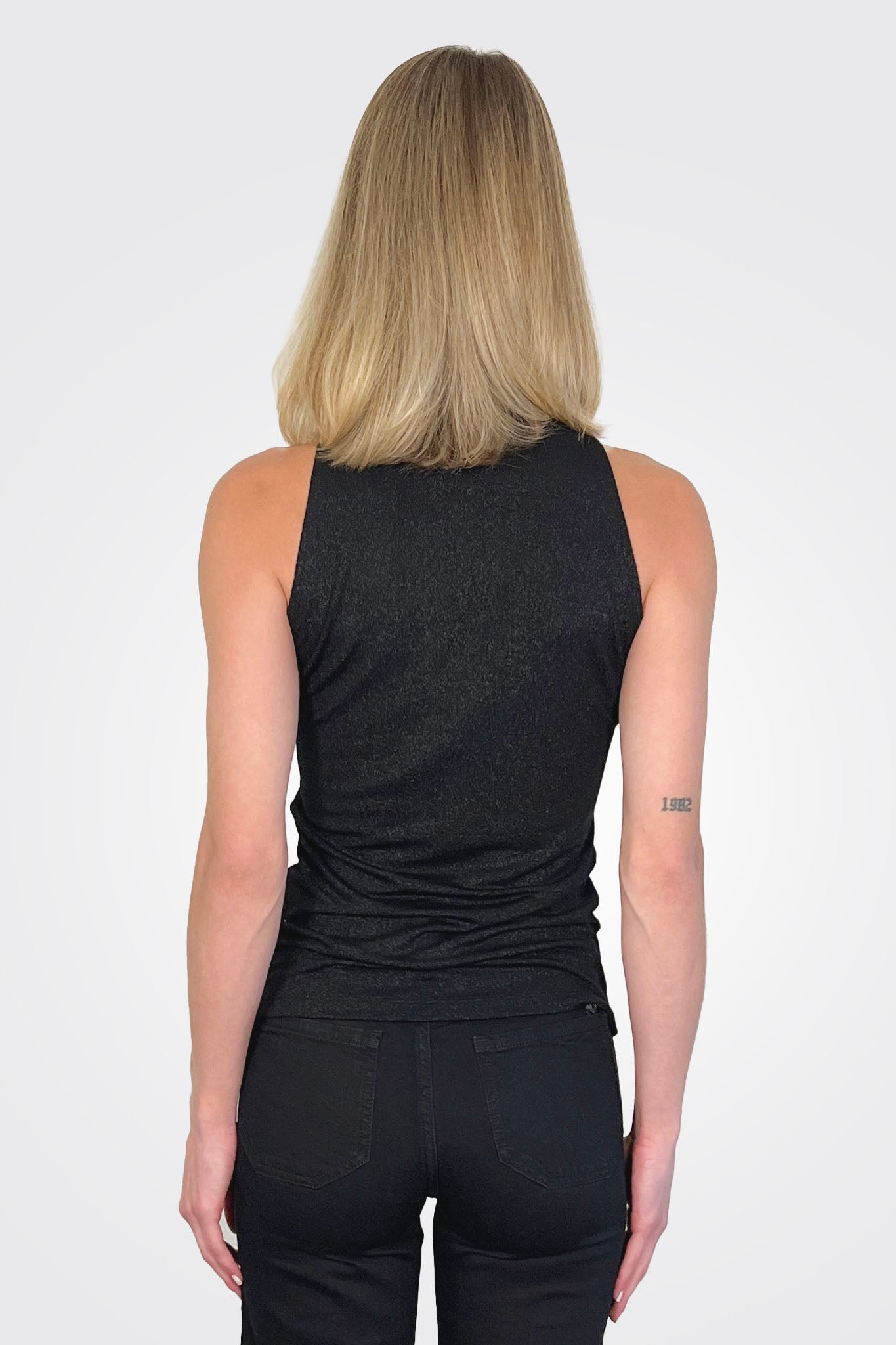 Lurex Sleeveless Turtleneck - Black by Seventy Venezia — view 3