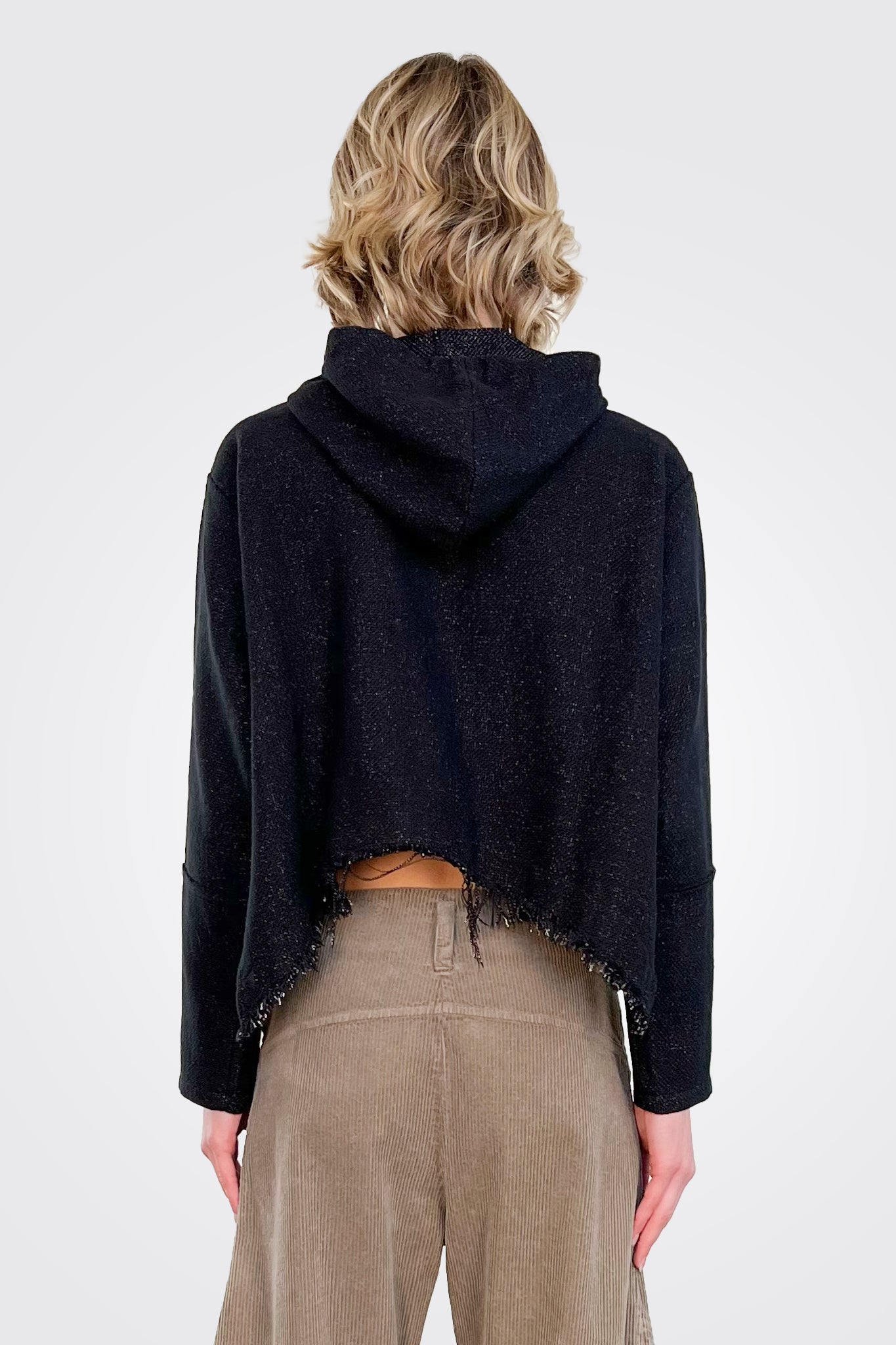 Raw Edge Hooded Jacket - Black by Lurdes Bergada — view 3