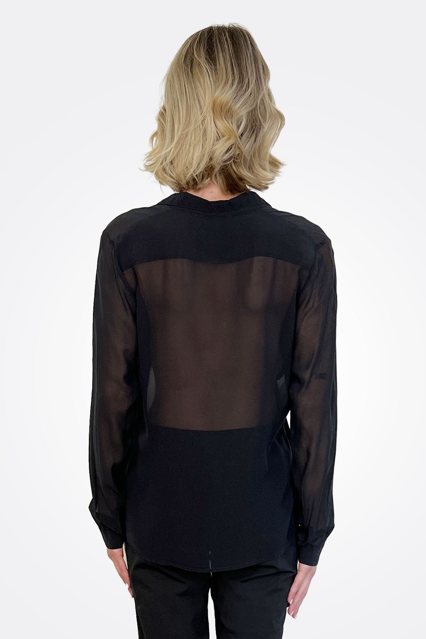 Pocket Silk Button Down - Black by Private 0204 — view 3